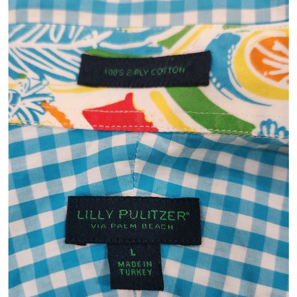 Lilly Pulitzer Mens Shirt Wyeth Via Palm Beach Large Button Up Long Sleeve Check - Picture 3 of 11